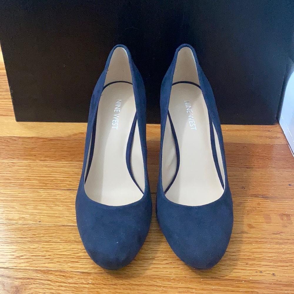 Navy blue suede heels
